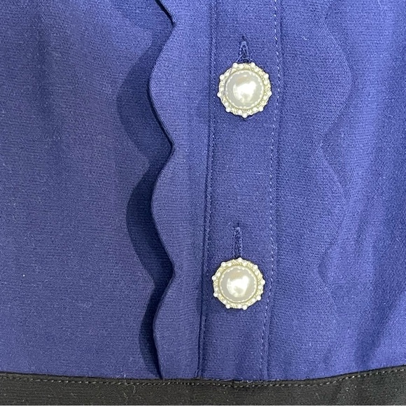 Anthropologie Maeve Puff-Sleeve Colorblock Scallop Pearl Romper Dress Size 6 - Picture 10 of 14